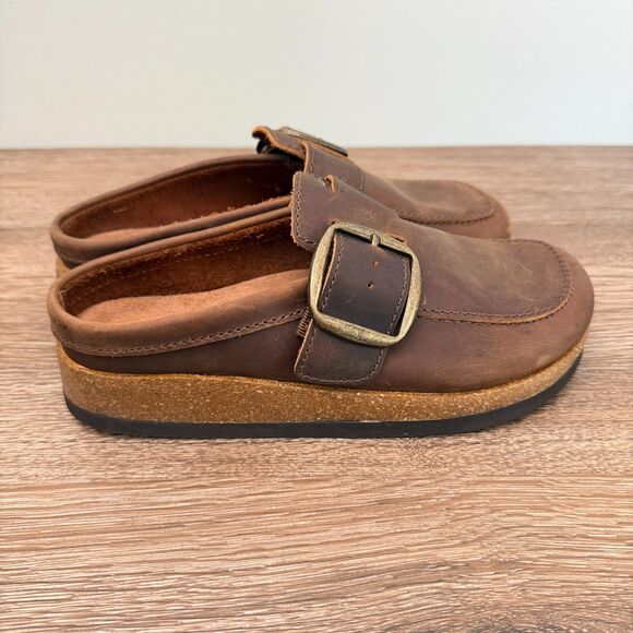 White Mountain Shoes - White Mountain Footbeds Brown Leather Buckle Clogs Mules Women's Size 7